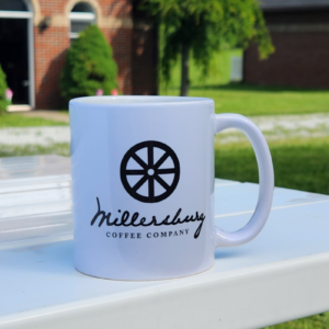 Drink a cup of authentic Colombian coffee out of a Millersburg Coffee Company branded mug.